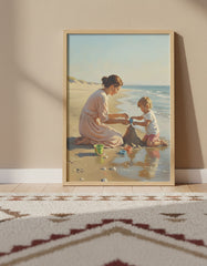 Mother & Child Beach Sandcastle Wall Art, Emotional Nursery & Home Decor | Mama Doodle Printable Artwork