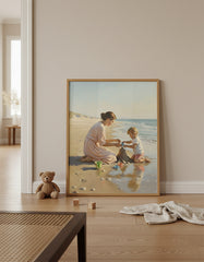 Mother & Child Beach Sandcastle Wall Art, Emotional Nursery & Home Decor | Mama Doodle Printable Artwork