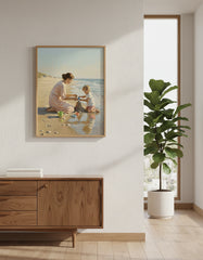 Mother & Child Beach Sandcastle Wall Art, Emotional Nursery & Home Decor | Mama Doodle Printable Artwork