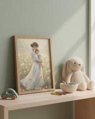 Impressionist Mother and Child Art Print | Tender Love Painting | New Mom Gift | Boho Nursery Decor | DIGITAL DOWNLOAD
