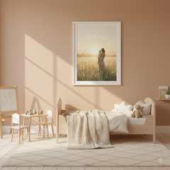 Emotional Mother and Son Sunset Print | Golden Hour Motherhood Wall Art | Digital Download for Nursery & Home Decor | Maam Doodle