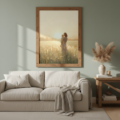 Emotional Mother and Son Sunset Print | Golden Hour Motherhood Wall Art | Digital Download for Nursery & Home Decor | Maam Doodle